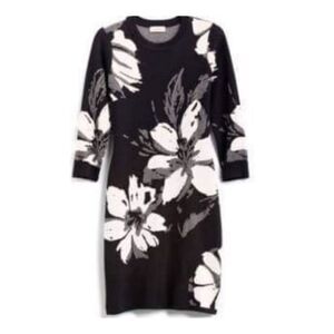 NEW Calvin Klein black floral 3/4 sleeve pullover sz L dress coastal granny trop